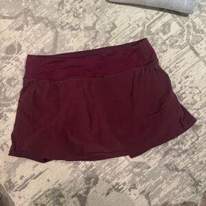 Lululemon Athletica Maroon Tennis Skirt with built in shorts